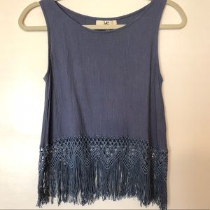 YA Los Angeles Blue Fringe Tank